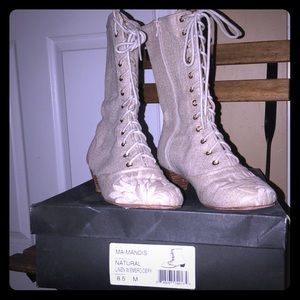 BCBGMAXAZRIA Linen w/Embroidery Boots